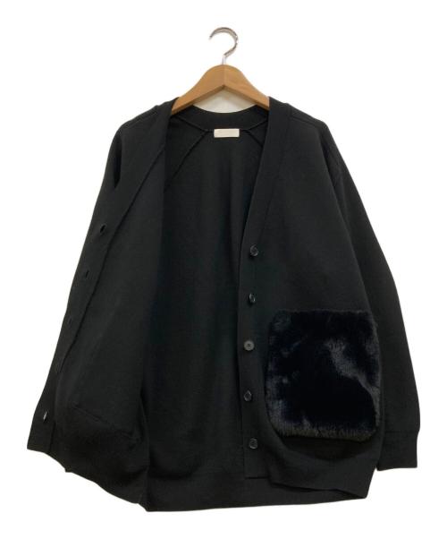 BALLSEY（ボールジィ）BALLSEY (ボールジィ) ミラノリブ ポケットファーカーディガン ブラック サイズ:Sの古着・服飾アイテム