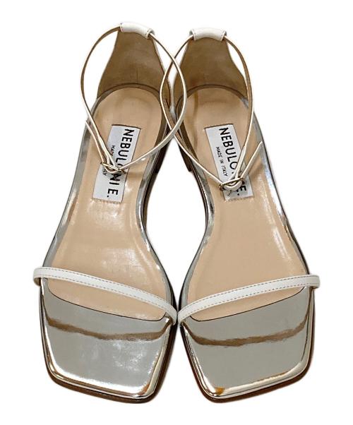 NEBULONIE（ネブローニ）NEBULONIE (ネブローニ) アンクルストラップ フラットサンダル シルバー サイズ:38の古着・服飾アイテム