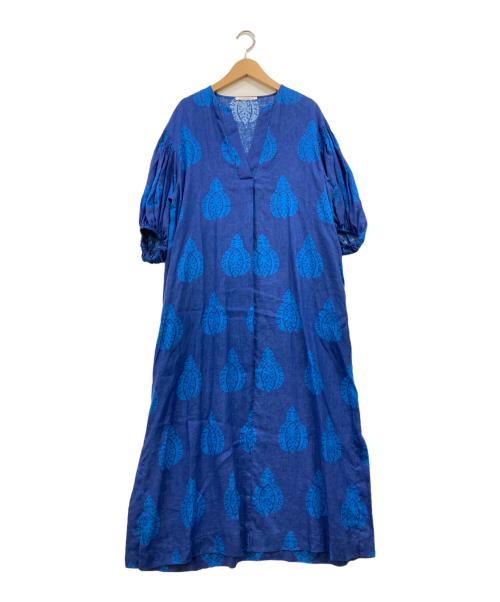 SOULEIADO（ソレイアード）SOULEIADO (ソレイアード) ミルフルールスカラベ ボリュームスリーブワンピース ブルー サイズ:36の古着・服飾アイテム