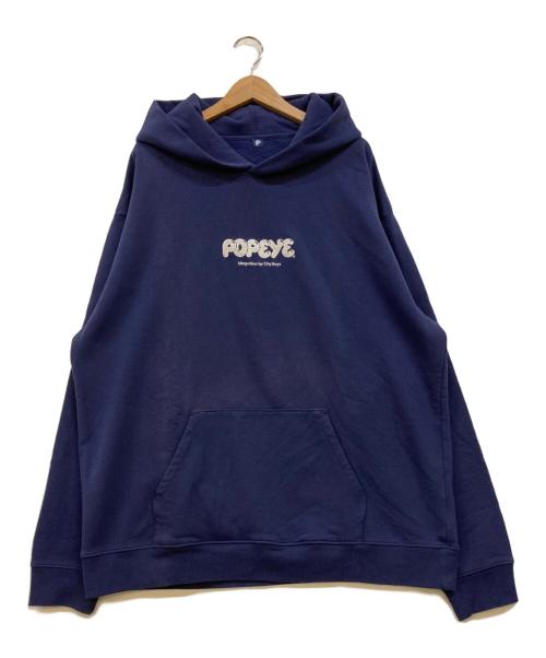 POPEYE（ポパイ）POPEYE (ポパイ) POPEYE Logo Hoodie ポパイ フーディー パーカー ネイビー サイズ:XXLの古着・服飾アイテム
