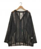 South2 West8サウスツー ウエストエイト）の古着「Vネックメッシュカーディガン」｜ブラック