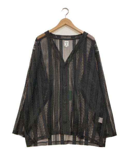 South2 West8（サウスツー ウエストエイト）South2 West8 (サウスツー ウエストエイト) Vネックメッシュカーディガン ブラック サイズ:Lの古着・服飾アイテム