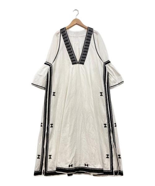 Plage（プラージュ）Plage (プラージュ) 刺繍コットンリネンワンピース ホワイト サイズ:下記参照の古着・服飾アイテム