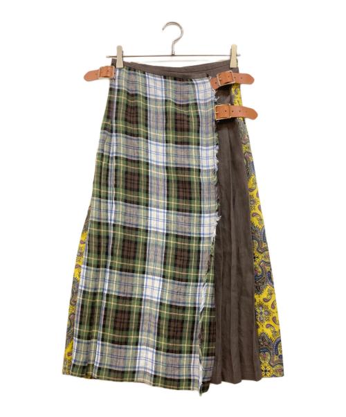 O'NEIL OF DUBLIN（オニールオブダブリン）O'NEIL OF DUBLIN (オニールオブダブリン) Hampstead (ハムステッド) ペイズリーチェックラップスカート ブラウン サイズ:US6の古着・服飾アイテム
