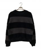 SUPPLIERサプライヤー）の古着「Border Panel Crew Neck Sweat ボーダースウェット」｜ブラック×グレー