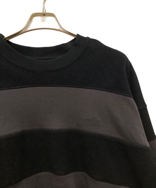 SUPPLIER（サプライヤー）SUPPLIER (サプライヤー) Border Panel Crew Neck Sweat ボーダースウェット ブラック×グレー サイズ:Lの古着・服飾アイテム