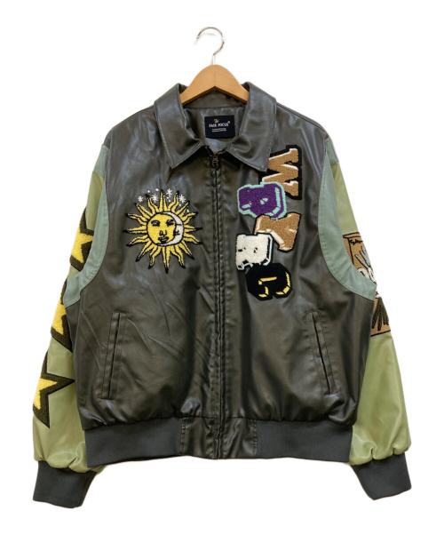 FAIR FOCUS（フェアフォーカス）FAIR FOCUS (フェアフォーカス) スタジャン グレー×グリーン サイズ:XLの古着・服飾アイテム