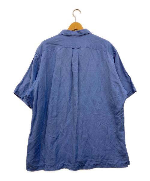 POLO RALPH LAUREN（ポロ・ラルフローレン）POLO RALPH LAUREN (ポロ・ラルフローレン) CALDWELL 裾ポニー シルクリネン オープンカラーシャツ ブルー サイズ:XLの古着・服飾アイテム