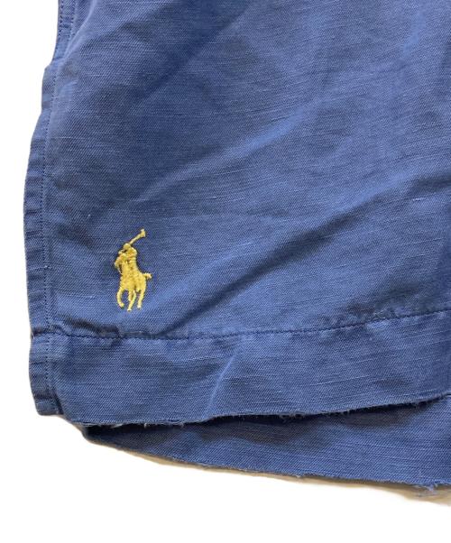 POLO RALPH LAUREN（ポロ・ラルフローレン）POLO RALPH LAUREN (ポロ・ラルフローレン) CALDWELL 裾ポニー シルクリネン オープンカラーシャツ ブルー サイズ:XLの古着・服飾アイテム