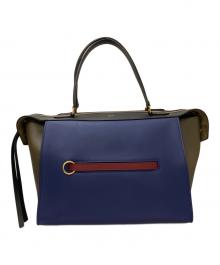CELINE（セリーヌ）の古着「SMALL RING スモールリング ハンドバッグ」｜ブルー×カーキ×レッド
