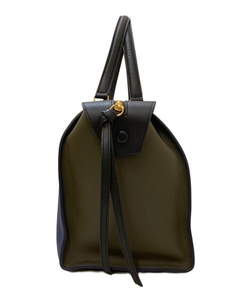 CELINE（セリーヌ）CELINE (セリーヌ) SMALL RING スモールリング ハンドバッグ ブルー×カーキ×レッドの古着・服飾アイテム