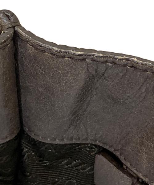 PRADA（プラダ）PRADA (プラダ) VITELLO SHINE プレートデザイン 2way トートバッグ グレー（FUMO）の古着・服飾アイテム