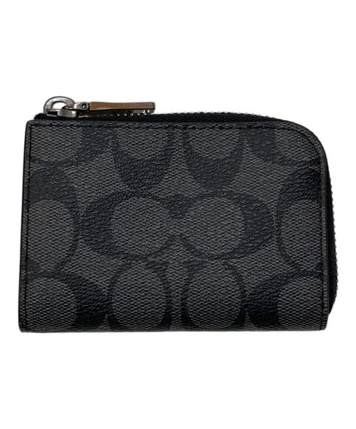 COACH（コーチ）COACH (コーチ) L ジップ キー ケース シグネチャー キャンバス ブラック×グレーの古着・服飾アイテム
