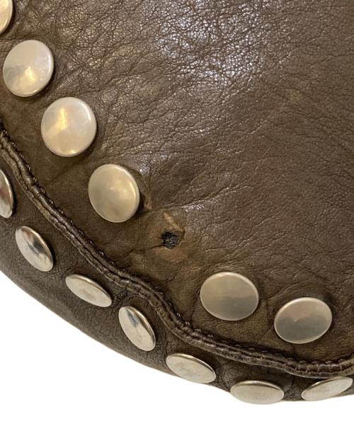 MARNI（マルニ）MARNI (マルニ) スタッズ Wジップ レザーショルダーバッグ ブラウンの古着・服飾アイテム