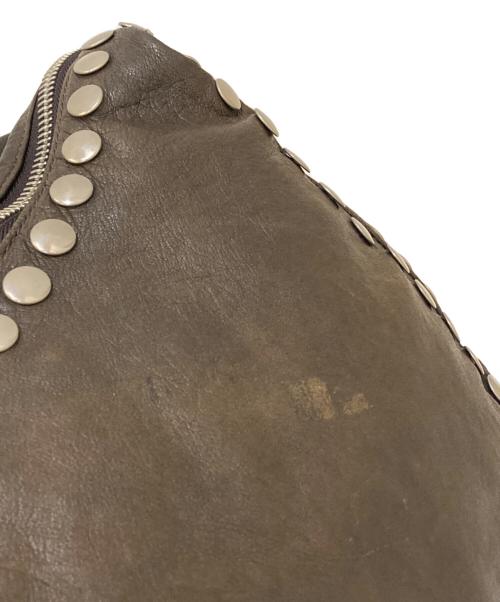 MARNI（マルニ）MARNI (マルニ) スタッズ Wジップ レザーショルダーバッグ ブラウンの古着・服飾アイテム