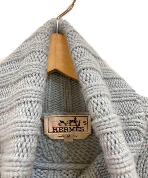 HERMES（エルメス）HERMES (エルメス) カシミヤ混タートルネック3Dニット ブルー サイズ:Mの古着・服飾アイテム