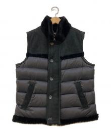 EMMETI（エンメティ）の古着「ムートン切替ダウンベスト」｜ブラック