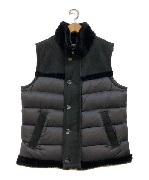 EMMETI（エンメティ）EMMETI (エンメティ) ムートン切替ダウンベスト ブラック サイズ:46の古着・服飾アイテム