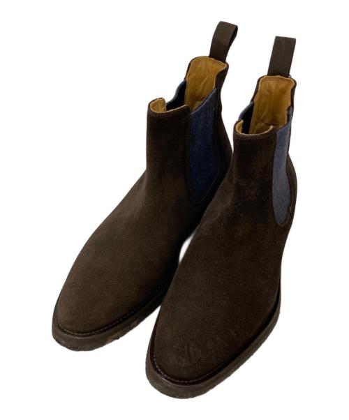 DOUCAL'S（デュカルス）DOUCAL'S (デュカルス) サイドゴア スウェードブーツ ブラウン×ネイビー サイズ:38 1/2の古着・服飾アイテム