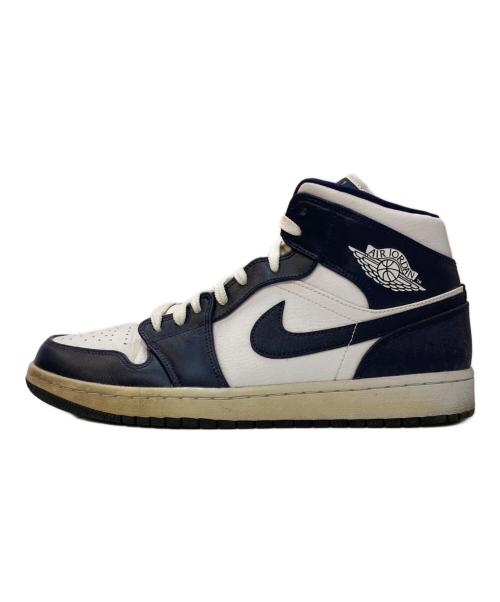 NIKE（ナイキ）NIKE (ナイキ) AIR JORDAN 1 MID ハイカットスニーカー ネイビー×ホワイト サイズ:28㎝の古着・服飾アイテム