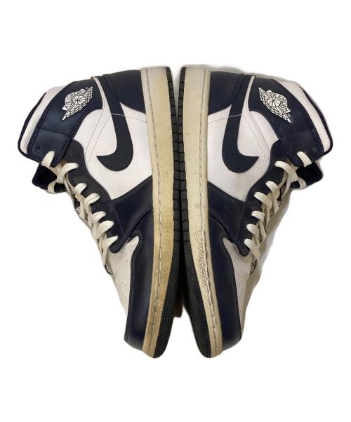NIKE（ナイキ）NIKE (ナイキ) AIR JORDAN 1 MID ハイカットスニーカー ネイビー×ホワイト サイズ:28㎝の古着・服飾アイテム