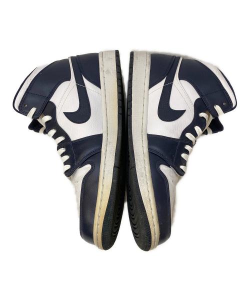 NIKE（ナイキ）NIKE (ナイキ) AIR JORDAN 1 MID ハイカットスニーカー ネイビー×ホワイト サイズ:28㎝の古着・服飾アイテム