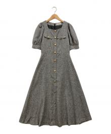 PROPORTION BODY DRESSING（プロポーションボディドレッシング）の古着「フロント釦スクエアネックワンピース」｜グレー