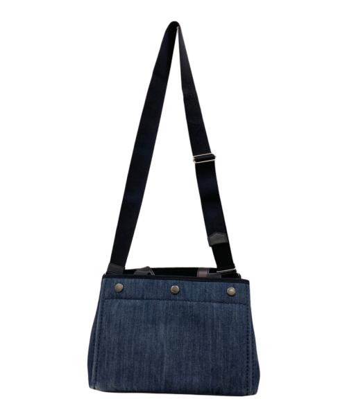 PRADA（プラダ）PRADA (プラダ) デニムシティカーフ ハンドバッグ ネイビー×ブラック(BLU/NERO)の古着・服飾アイテム