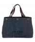 PRADA（プラダ）の古着「デニムシティカーフ ハンドバッグ」｜ネイビー×ブラック(BLU/NERO)