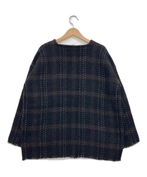 john branigan（ジョンブラニガン）John Branigan (ジョンブラニガン) JBツイード ノーカラー カーディガン ブラック×ブラウン サイズ:下記参照の古着・服飾アイテム