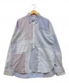 Rebuild by Needlesリビルドバイニードルス）の古着「再構築 パッチワークシャツ」｜ブルー×パープル