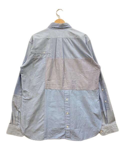 Rebuild by Needles（リビルドバイニードルス）Rebuild by Needles (リビルドバイニードルス) 再構築 パッチワークシャツ ブルー×パープル サイズ:Lの古着・服飾アイテム