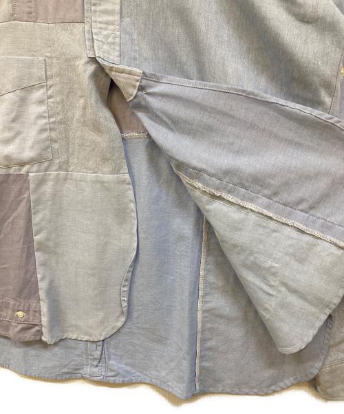 Rebuild by Needles（リビルドバイニードルス）Rebuild by Needles (リビルドバイニードルス) 再構築 パッチワークシャツ ブルー×パープル サイズ:Lの古着・服飾アイテム