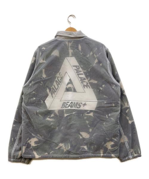 PALACE（パレス）PALACE (パレス) BEAMS PLUS (ビームスプラス) 別注 PALACE / COACH JACKET FLEECE LINED フリースジャケット グリーン×ホワイト サイズ:XLの古着・服飾アイテム