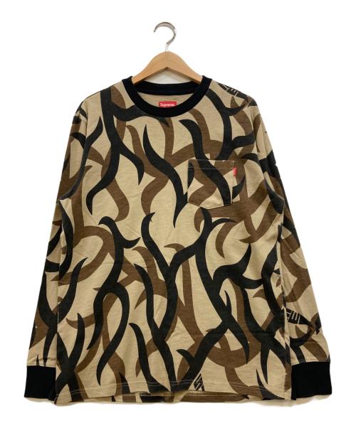 SUPREME（シュプリーム）SUPREME (シュプリーム) L/S pocket tee tan tribal camo　トライバルカモ 長袖カットソー ブラウン サイズ:Mの古着・服飾アイテム
