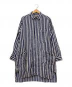 NIGEL CABOURNナイジェルケーボン）の古着「ストライプロングリネンシャツ」｜ネイビー