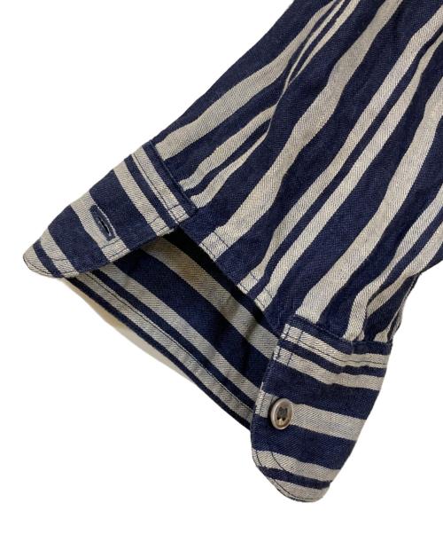 NIGEL CABOURN（ナイジェルケーボン）NIGEL CABOURN (ナイジェルケーボン) ストライプロングリネンシャツ ネイビー サイズ:48の古着・服飾アイテム