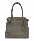 Den HAMANOデンハマノ）の古着「クロコ型押しハンドバッグ」｜グレー