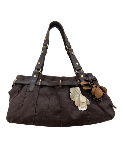 CELINE（セリーヌ）CELINE (セリーヌ) 切替キャンバストートバッグ ブラウンの古着・服飾アイテム