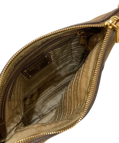 PRADA（プラダ）PRADA (プラダ) ロゴジャガード ショルダーバッグ ブラウンの古着・服飾アイテム