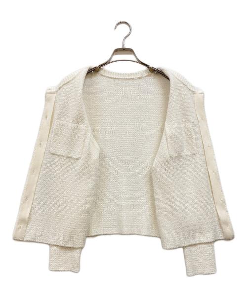 SOEJU（ソージュ）SOEJU (ソージュ) 鹿の子ニットカーディガン ホワイト サイズ:Ｍの古着・服飾アイテム