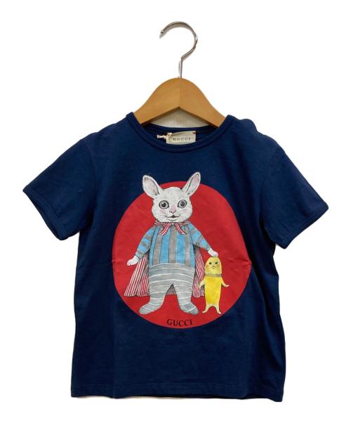 GUCCI（グッチ）GUCCI (グッチ) ヒグチユウコ コラボ ウサギプリントTシャツ ネイビー サイズ:36m(詳細下記参照)の古着・服飾アイテム