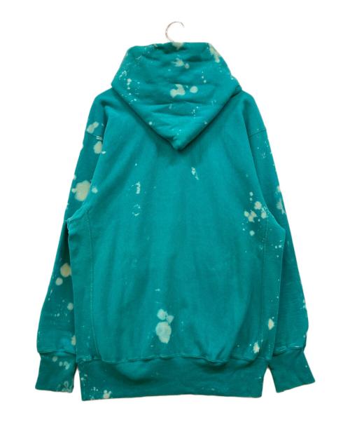 Champion REVERSE WEAVE（チャンピオン リバース ウィーブ）Champion REVERSE WEAVE (チャンピオン リバース ウィーブ) 刺繍タグ ブリーチ加工パーカー グリーン サイズ:XXLの古着・服飾アイテム