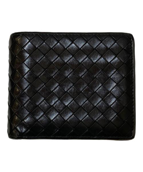 BOTTEGA VENETA（ボッテガベネタ）BOTTEGA VENETA (ボッテガベネタ) イントレチャート2つ折り財布 ブラックの古着・服飾アイテム