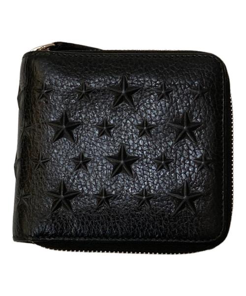 JIMMY CHOO（ジミーチュウ）JIMMY CHOO (ジミーチュウ) ラウンドジップスタッズウォレット ブラックの古着・服飾アイテム