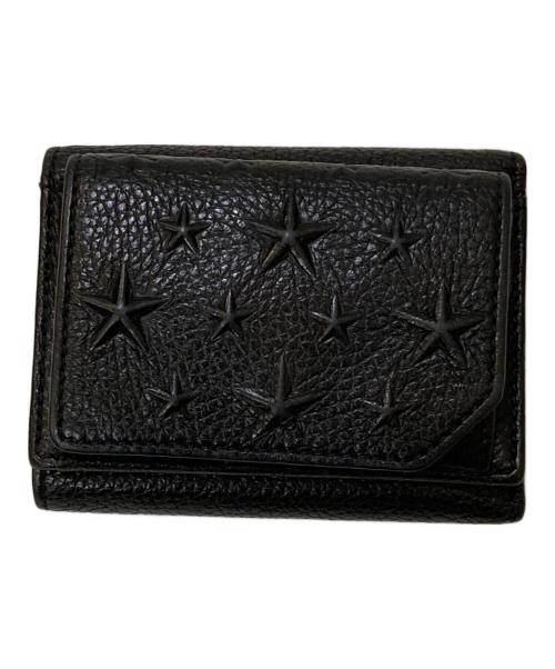 JIMMY CHOO（ジミーチュウ）JIMMY CHOO (ジミーチュウ) 3つ折りスタッズウォレット ブラックの古着・服飾アイテム