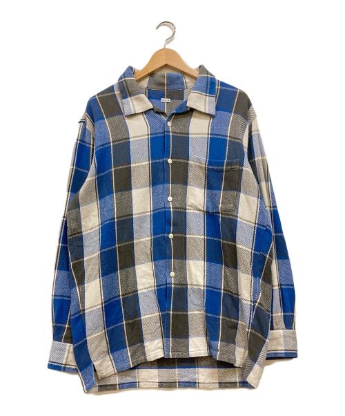 SEQUEL（シークエル）SEQUEL (シークエル) オープンカラーネルシャツ ブルー サイズ:Lの古着・服飾アイテム