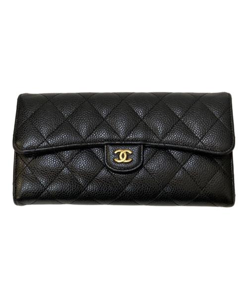 CHANEL（シャネル）CHANEL (シャネル) マトラッセ キャビアスキン 長財布 ブラックの古着・服飾アイテム