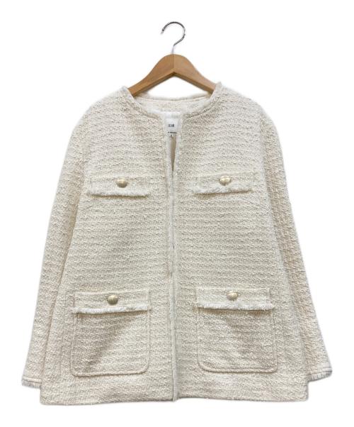 23区（ニジュウサンク）23区 (ニジュウサンク) スラブファンシーツイード ジャケット ホワイト サイズ:38の古着・服飾アイテム