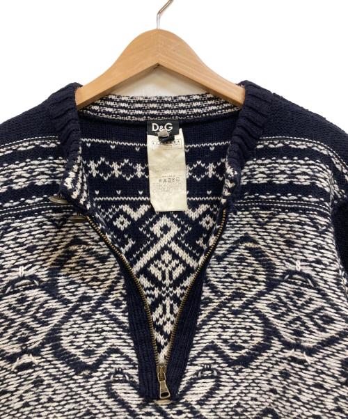 DOLCE & GABBANA（ドルチェ＆ガッバーナ）DOLCE & GABBANA (ドルチェ＆ガッバーナ) デザインハーフジップニット ネイビー サイズ:Lの古着・服飾アイテム